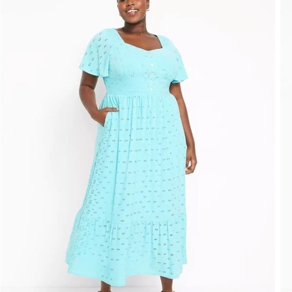 Lane Bryant Sweetheart-Neck Knit Eyelet Dress - Picture 1 of 16